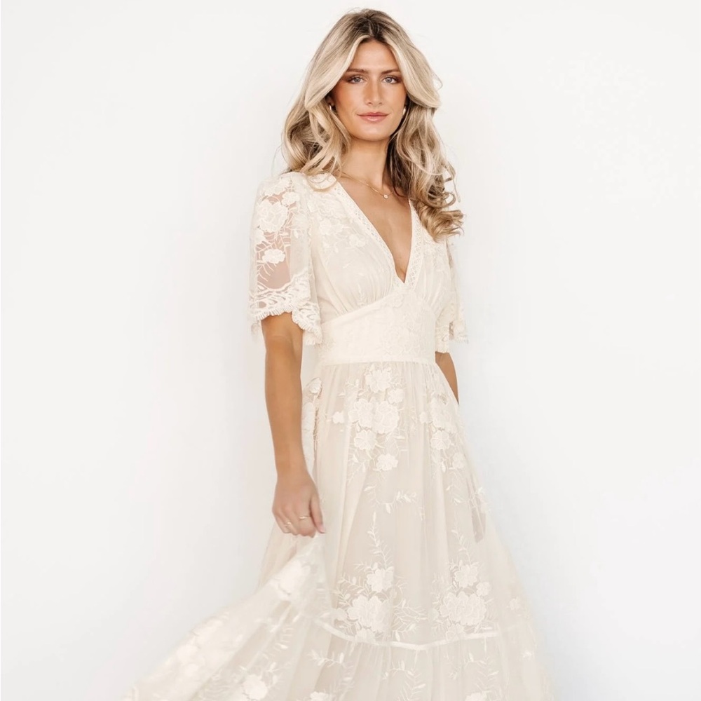 Baltic Born Cream Lace Midi Dress